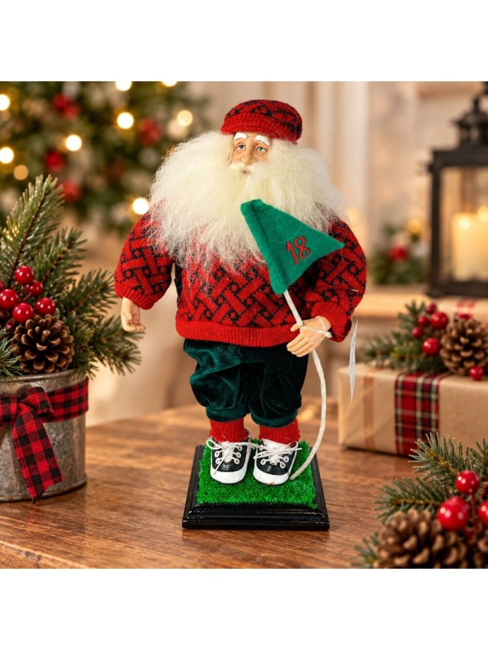 Vintage Golfing Santa Claus Figurine Christmas Golfer 18th Hole Holiday Decor